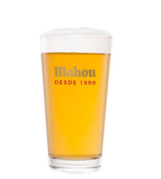 Caja 12 vasos doble caña Mahou 33cl