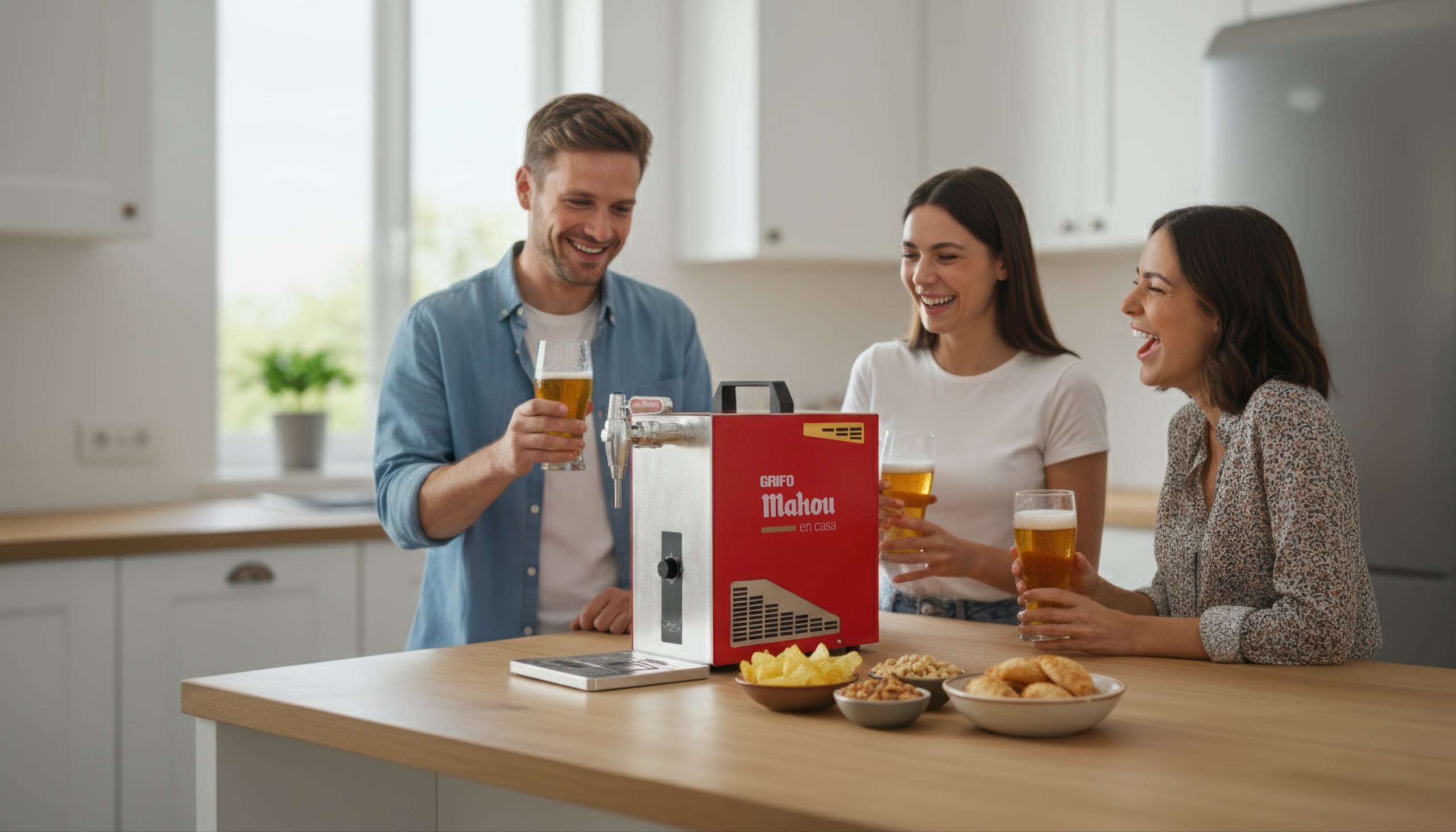 Grifo Mahou Lindr Pygmy en un pica pica de amigos en la cocina