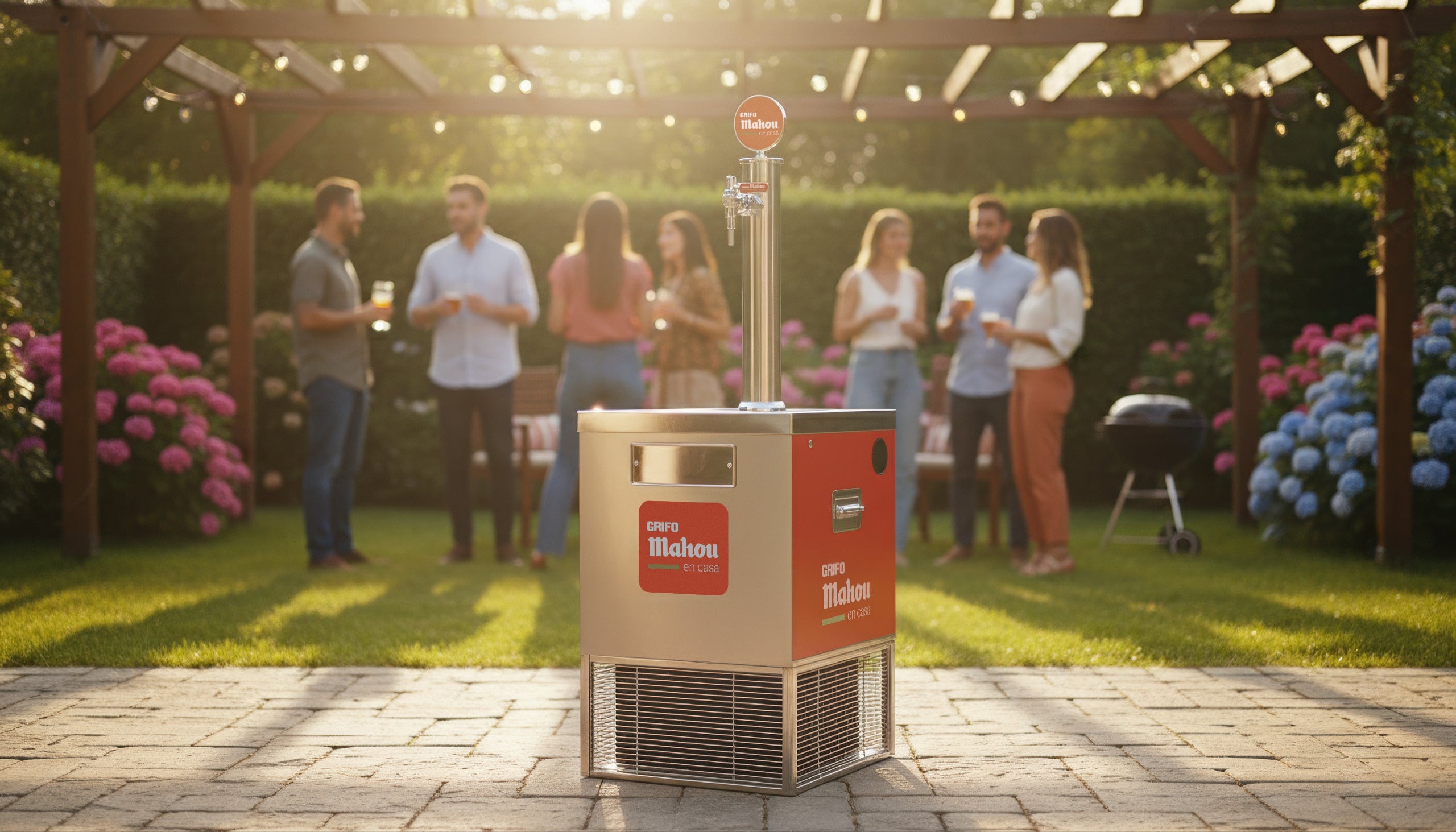 Grifo Mahou  V100 portátil en una barbacoa